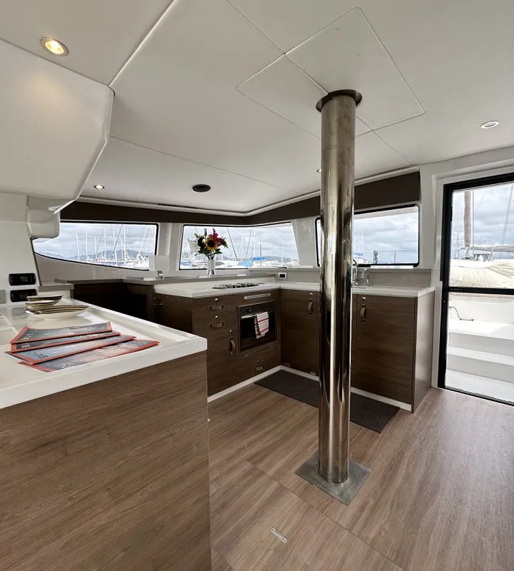 Galley of Belle Isle, a Bali 4.4 catamaran at Mai Khao, Thailand