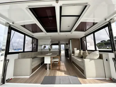 Salon of Belle Isle, a Bali 4.4 catamaran at Mai Khao, Thailand