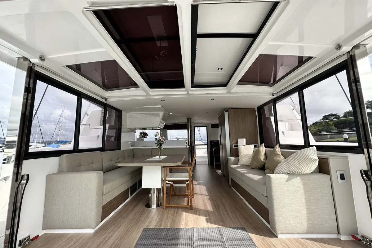 Salon of Belle Isle, a Bali 4.4 catamaran at Mai Khao, Thailand