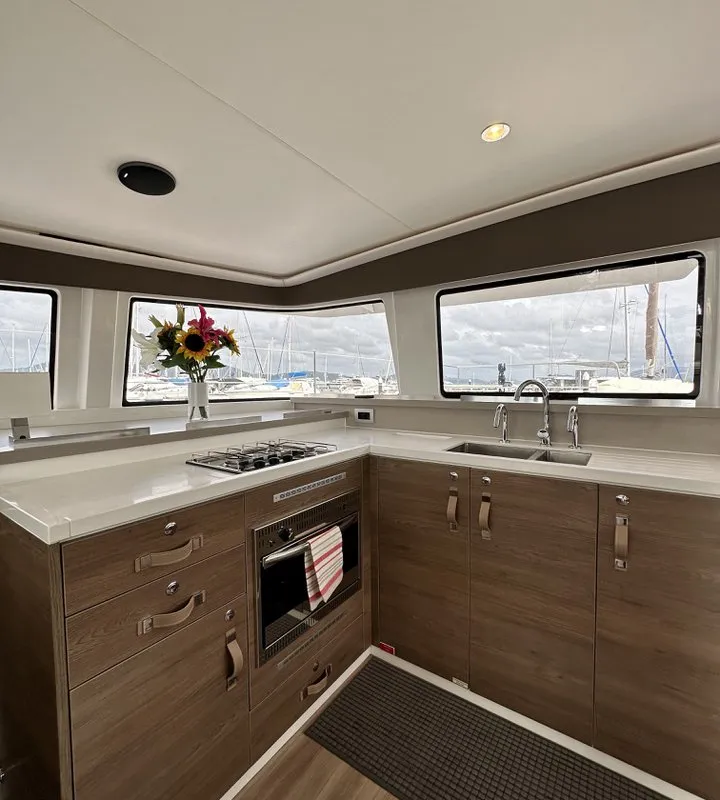 Galley of Belle Isle, a Bali 4.4 catamaran at Mai Khao, Thailand