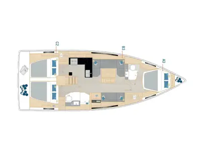 Floor plan of Al Dente, a Hanse 410 sailboat at Municipal Unit of Lefkada, Greece
