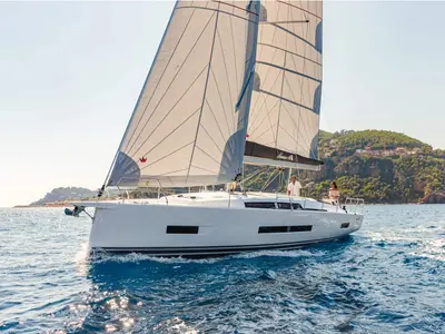 Exterior view of Al Dente, a Hanse 410 sailboat at Municipal Unit of Lefkada, Greece