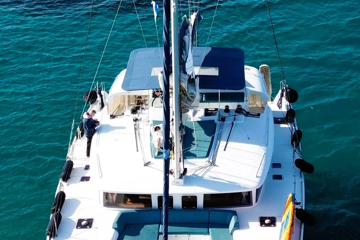 Joy, a Lagoon 450 Fly catamaran at Athens, Greece
