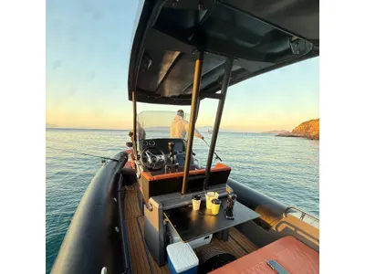 Cockpit of Kuro, a Northstar Orion 7 RIB at Bodrum, Turkey