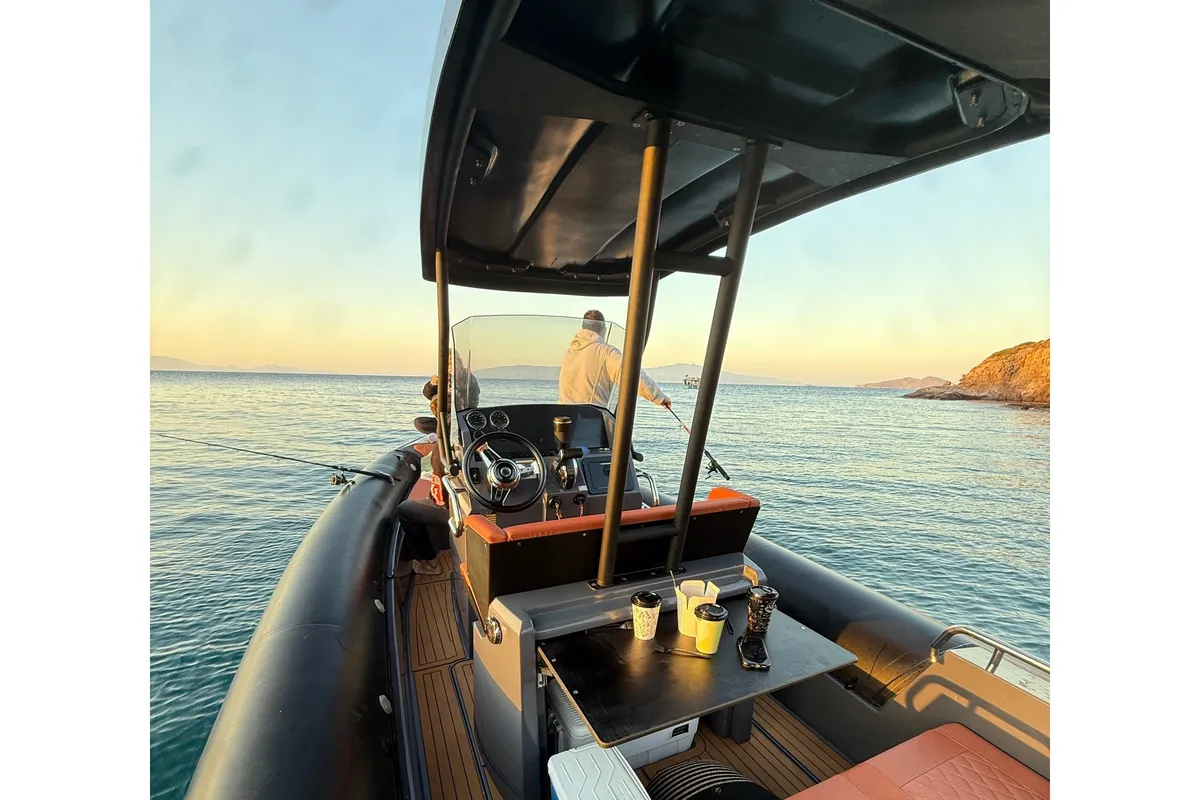Cockpit of Kuro, a Northstar Orion 7 RIB at Bodrum, Turkey