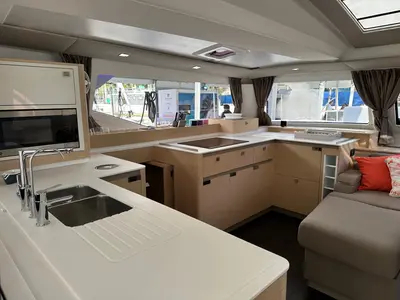 Galley of Aboat Time, a Fountaine Pajot Elba 45 catamaran at Road Town, British Virgin Islands