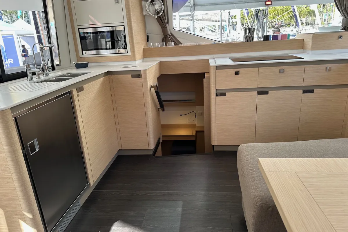 Galley of Aboat Time, a Fountaine Pajot Elba 45 catamaran at Road Town, British Virgin Islands