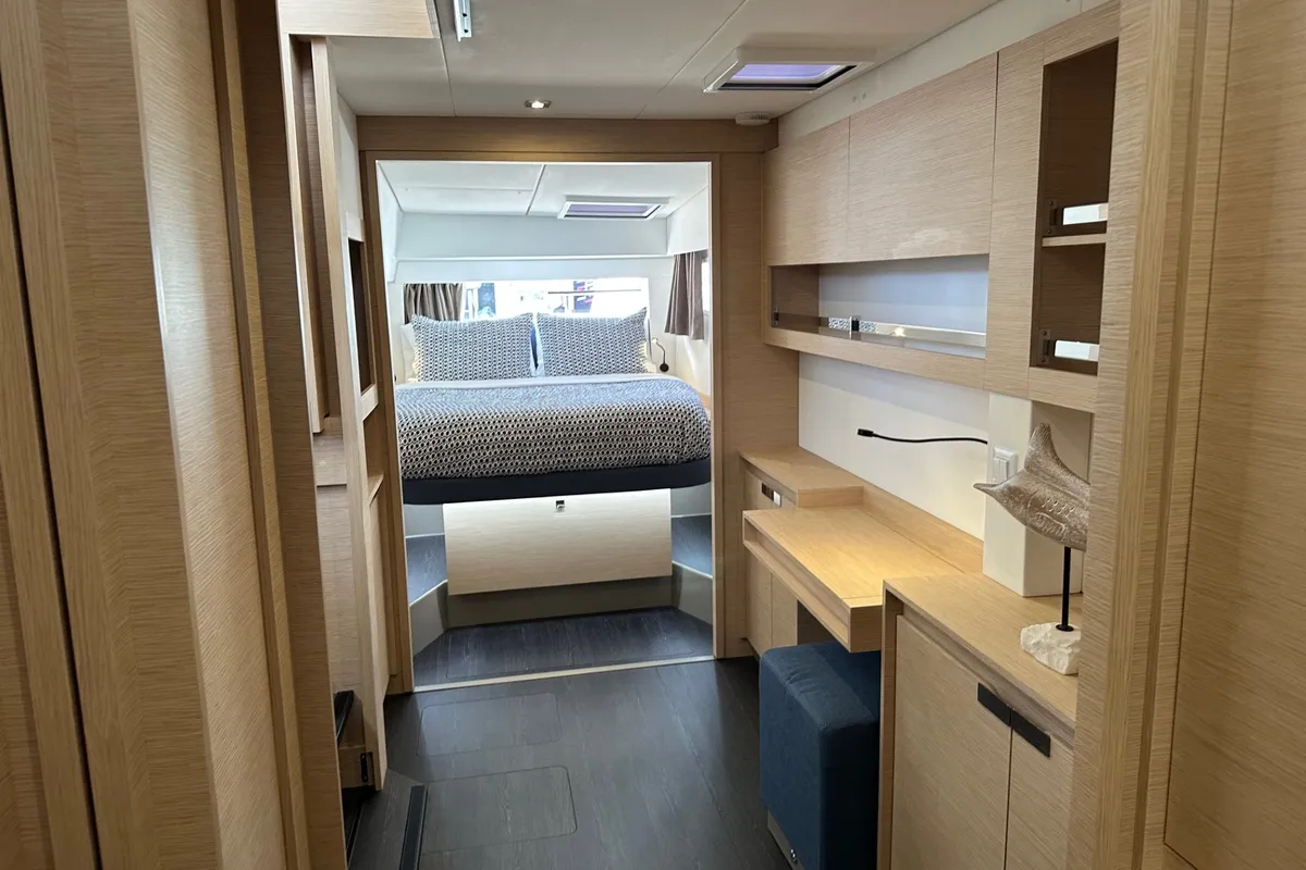 Cabin on Aboat Time, a Fountaine Pajot Elba 45 catamaran at Road Town, British Virgin Islands