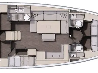 Floor plan of Perla, a Dufour 470 sailboat at Tonnarella, Italy