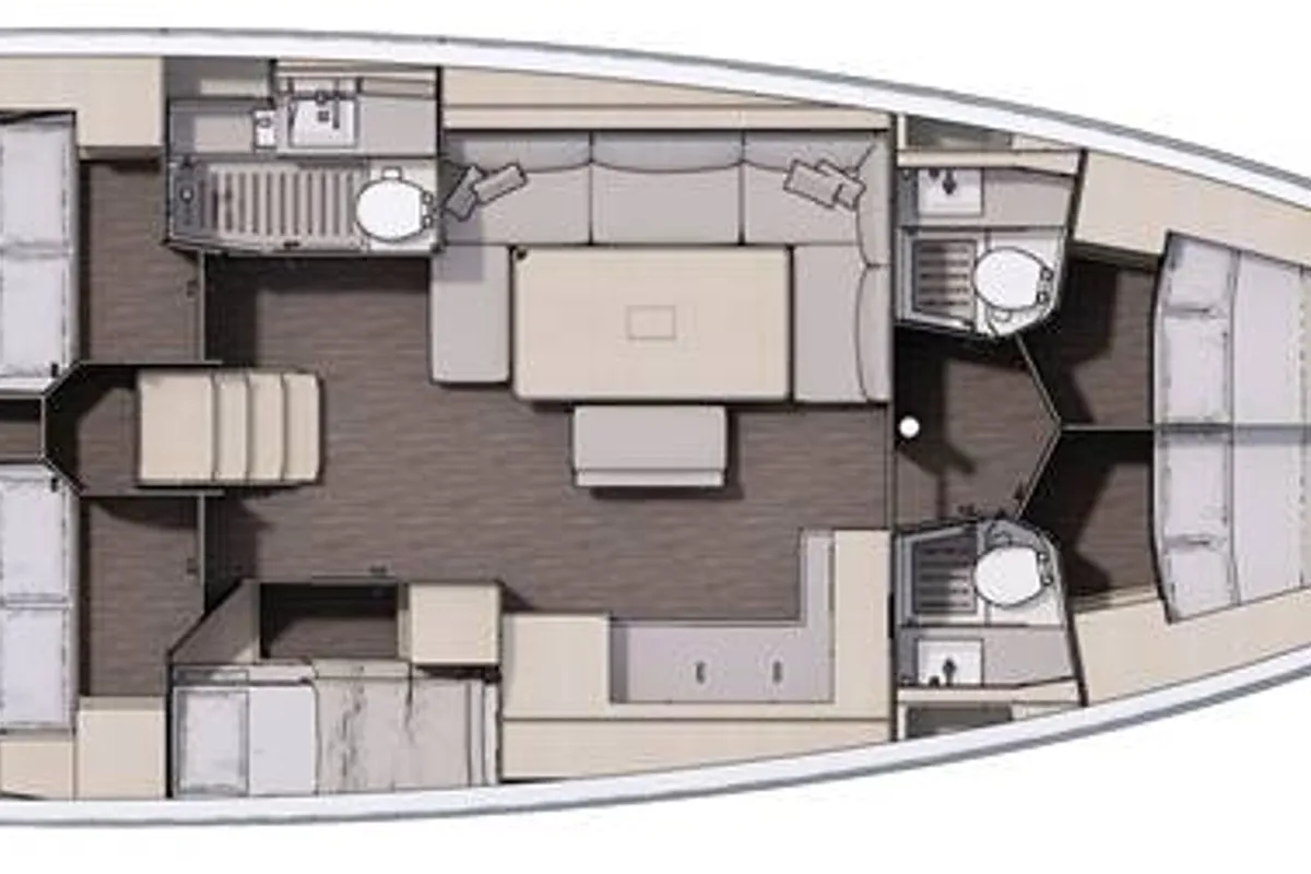 Floor plan of Perla, a Dufour 470 sailboat at Tonnarella, Italy