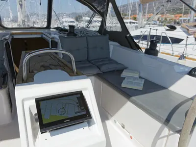 Galley of Srna, a Bavaria C42 sailboat at Grad Kaštela, Croatia