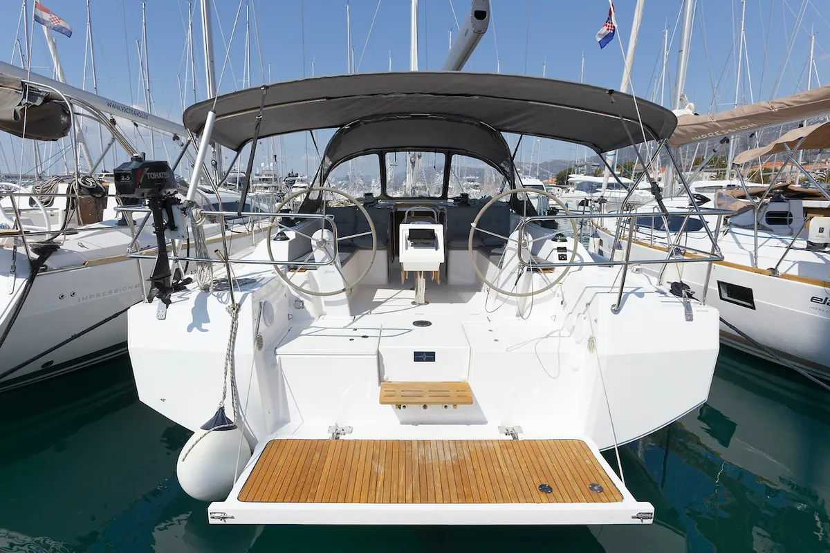 Srna, a Bavaria C42 sailboat at Grad Kaštela, Croatia