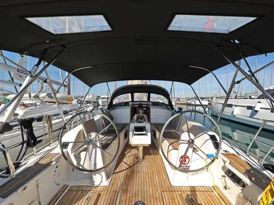 Cockpit of Kirka, a Bavaria Cruiser 41 sailboat at Grad Biograd na Moru, Croatia