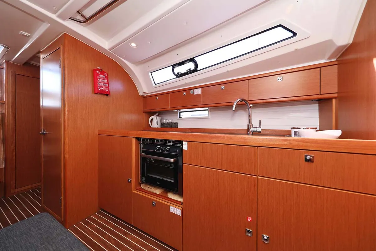 Galley of Kirka, a Bavaria Cruiser 41 sailboat at Grad Biograd na Moru, Croatia