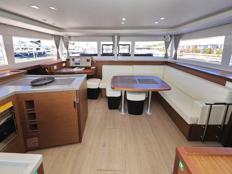 Salon of OLIVER, a Lagoon 450 catamaran at Sukošan, Croatia