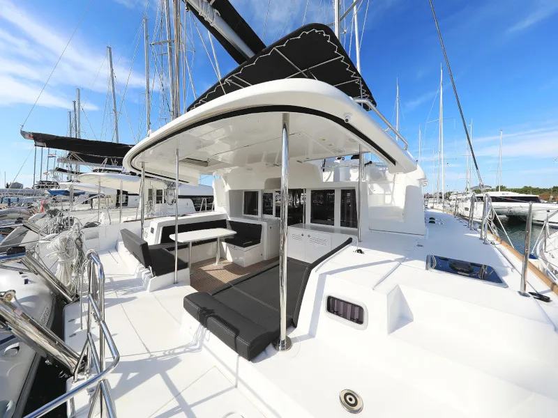 Exterior view of OLIVER, a Lagoon 450 catamaran at Sukošan, Croatia