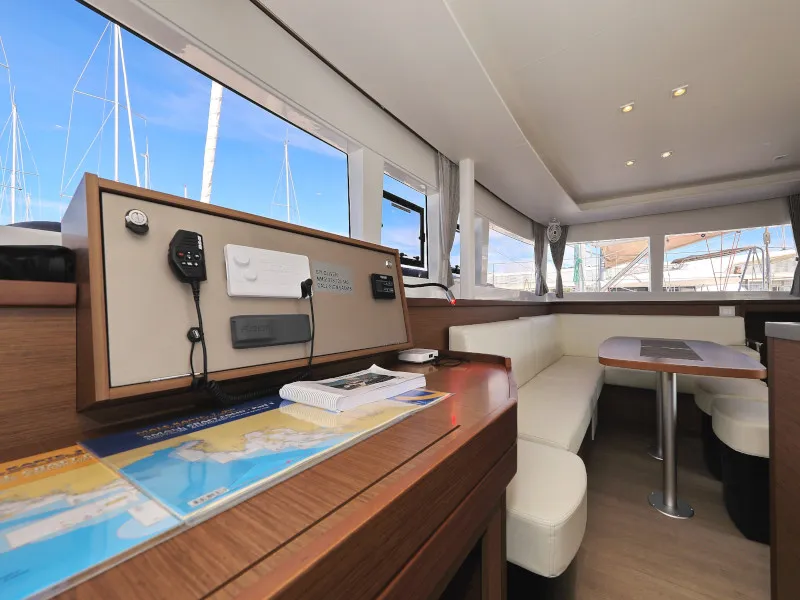 Salon of OLIVER, a Lagoon 450 catamaran at Sukošan, Croatia