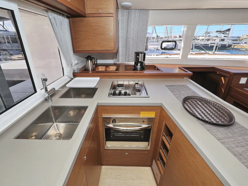 Galley of OLIVER, a Lagoon 450 catamaran at Sukošan, Croatia