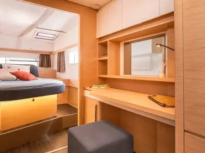 Cabin on Montague, a Fountaine Pajot FP 41 catamaran at Municipal Unit of Lefkada, Greece