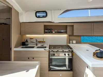 Galley of Sun-Kissed, a Beneteau Oceanis 47 sailboat at Municipal Unit of Rhodes, Greece