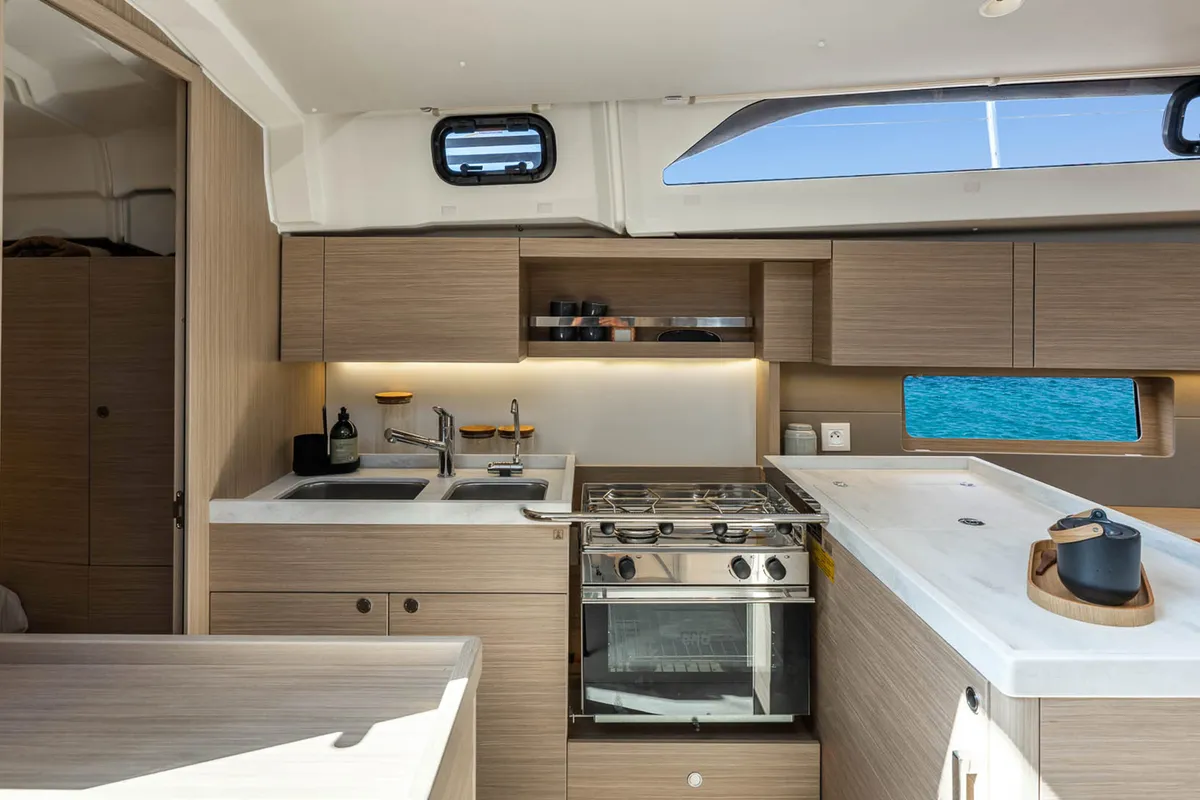 Galley of Sun-Kissed, a Beneteau Oceanis 47 sailboat at Municipal Unit of Rhodes, Greece