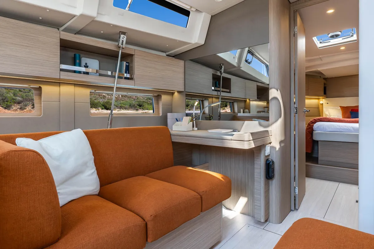 Salon of Sun-Kissed, a Beneteau Oceanis 47 sailboat at Municipal Unit of Rhodes, Greece