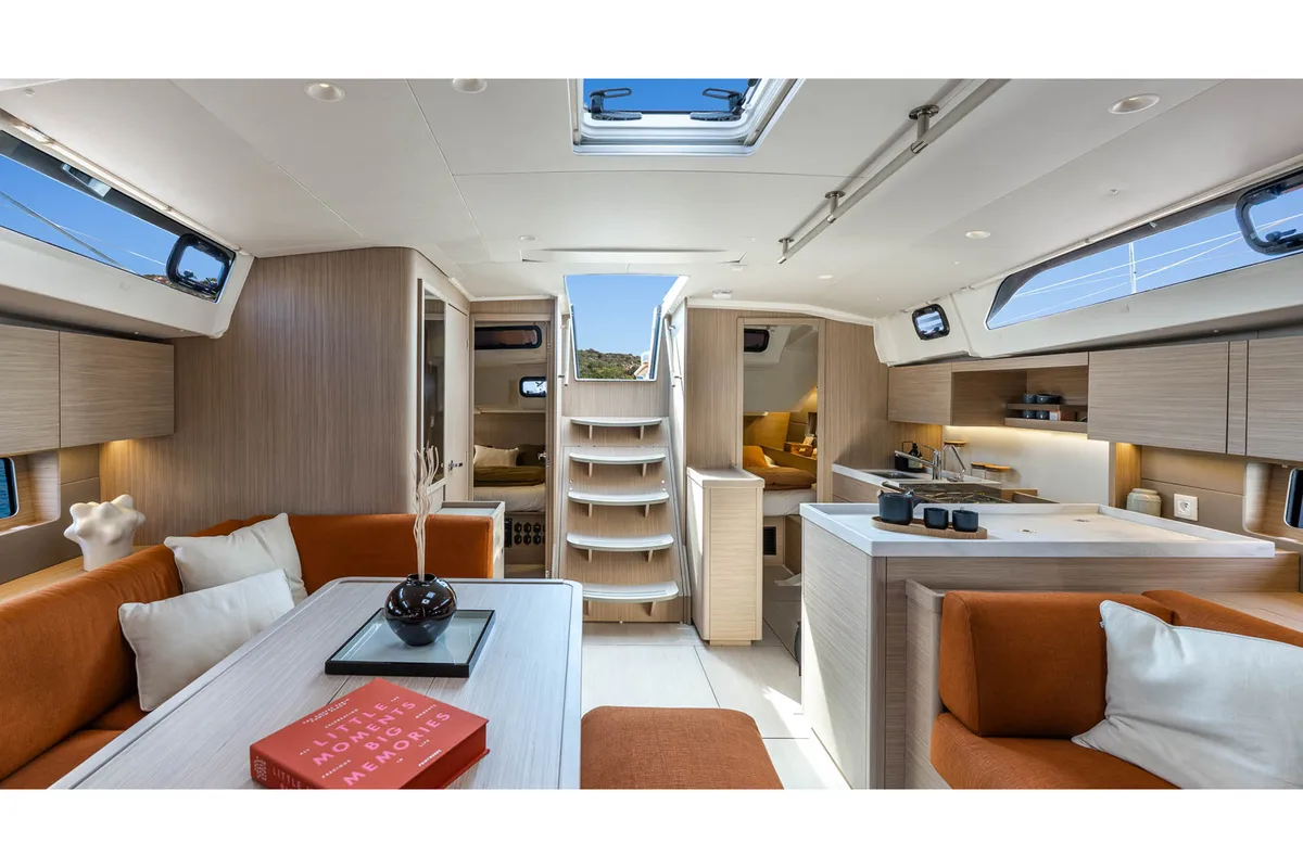 Salon of Sun-Kissed, a Beneteau Oceanis 47 sailboat at Municipal Unit of Rhodes, Greece
