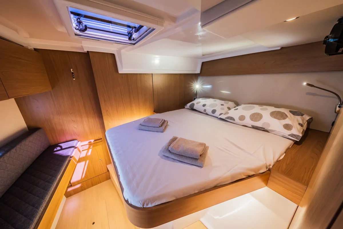 Cabin on Eternity Now, a Bali Catspace catamaran at Seget Donji, Croatia