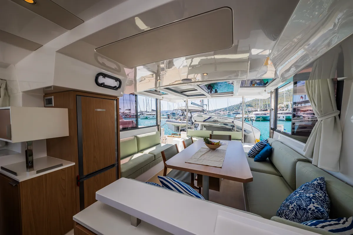 Salon of Eternity Now, a Bali Catspace catamaran at Seget Donji, Croatia