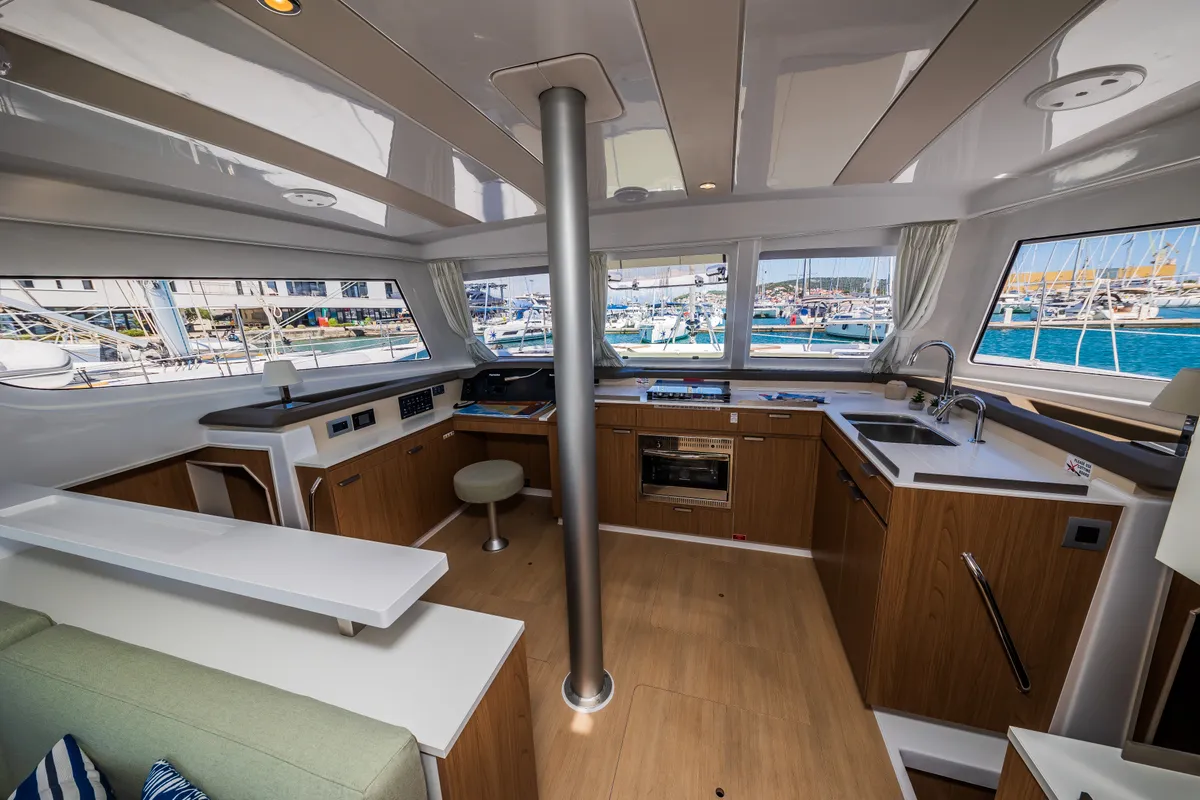 Cabin on Eternity Now, a Bali Catspace catamaran at Seget Donji, Croatia