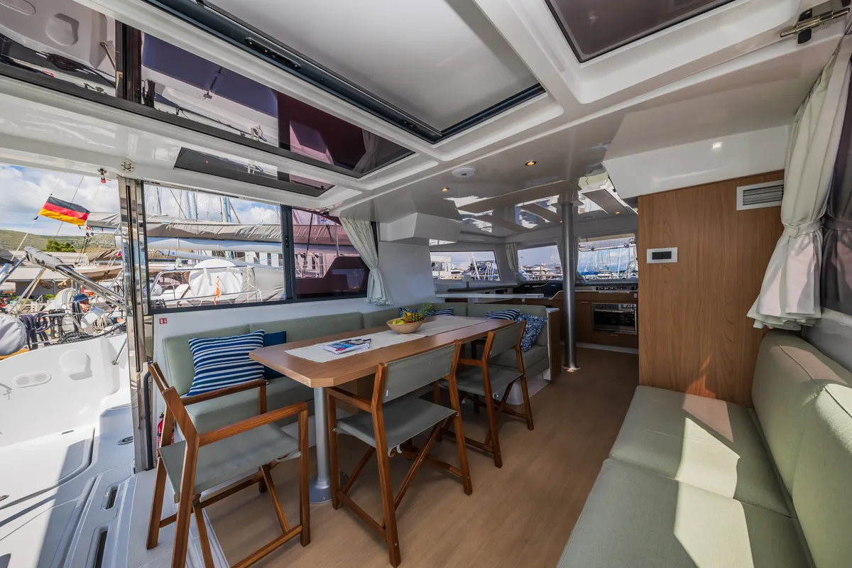 Galley of Eternity Now, a Bali Catspace catamaran at Seget Donji, Croatia