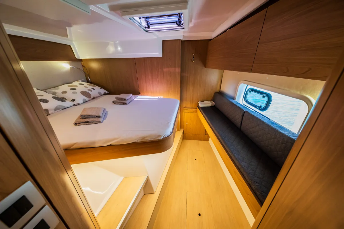 Cabin on Eternity Now, a Bali Catspace catamaran at Seget Donji, Croatia