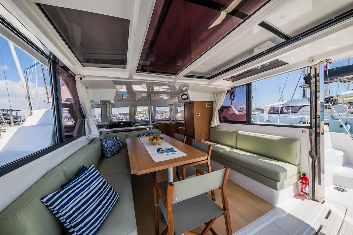 Galley of Eternity Now, a Bali Catspace catamaran at Seget Donji, Croatia
