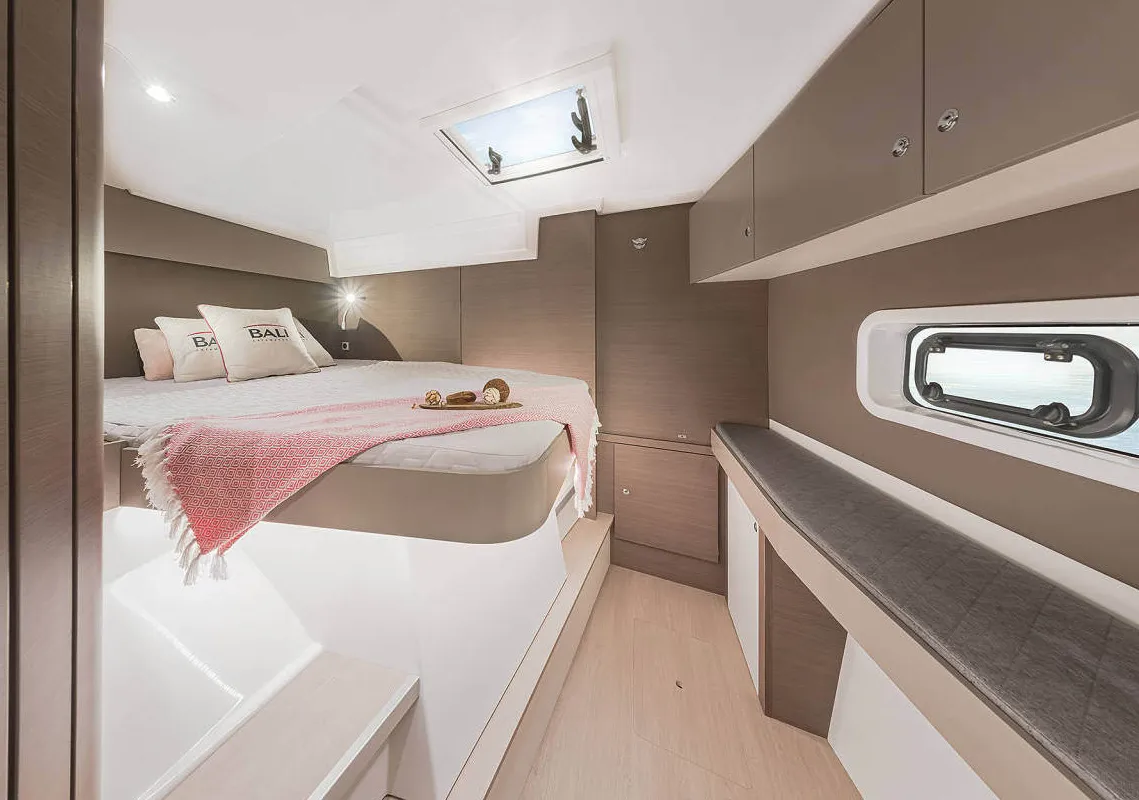 Cabin on Marila, a Bali Catspace catamaran at Olbia, Italy