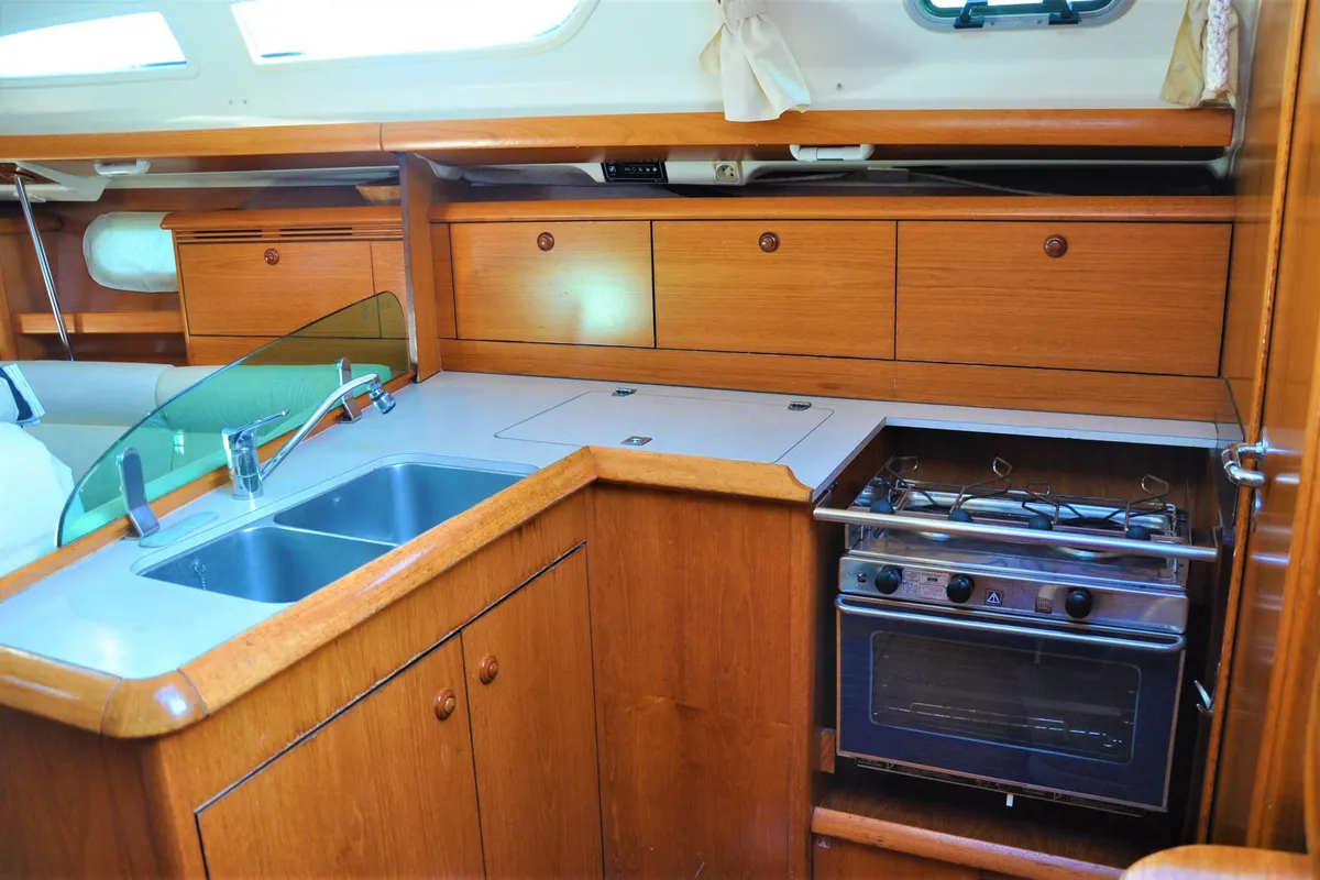 Galley of Bonaca, a Jeanneau Sun Odyssey 37 sailboat at Izola / Isola, Slovenia