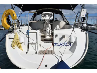 Cockpit of Bonaca, a Jeanneau Sun Odyssey 37 sailboat at Izola / Isola, Slovenia
