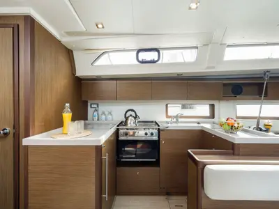 Galley of Polis, a Beneteau Oceanis 51.1 sailboat at Kos, Greece