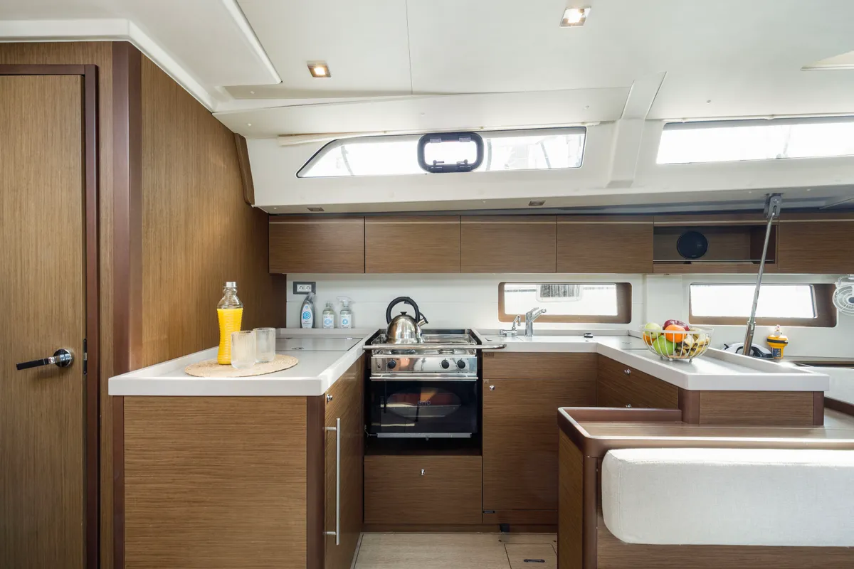 Galley of Polis, a Beneteau Oceanis 51.1 sailboat at Kos, Greece