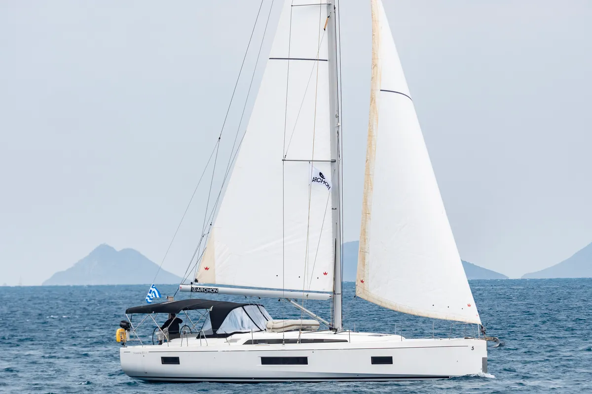 Exterior view of Polis, a Beneteau Oceanis 51.1 sailboat at Kos, Greece