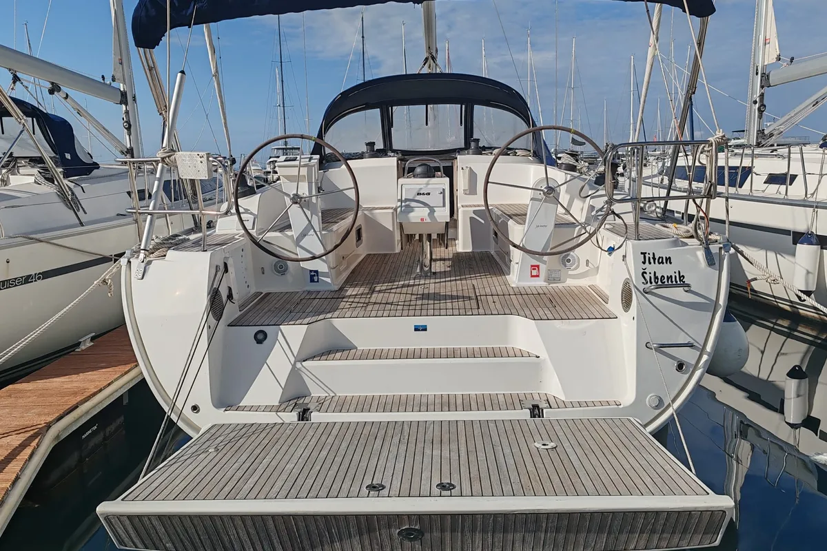 Cockpit of Titan, a Bavaria Cruiser 46 sailboat at Općina Pakoštane, Croatia