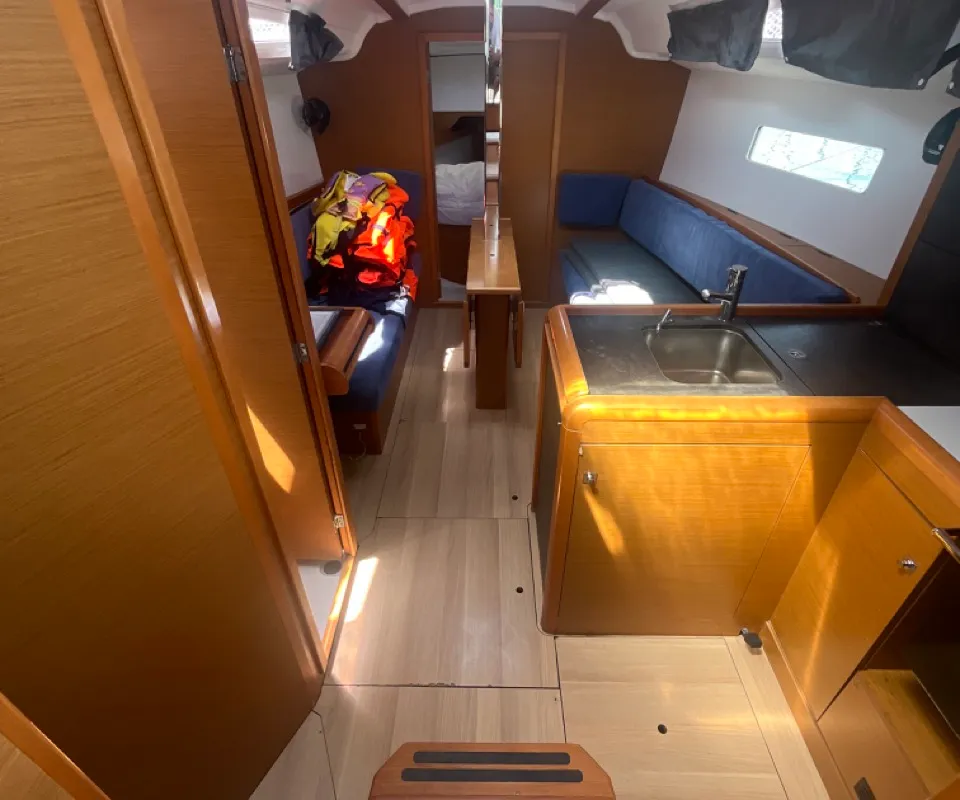 Salon of MINI, a Jeanneau Sun Odyssey 349 sailboat at Općina Sukošan, Croatia