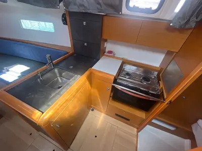 Galley of MINI, a Jeanneau Sun Odyssey 349 sailboat at Općina Sukošan, Croatia