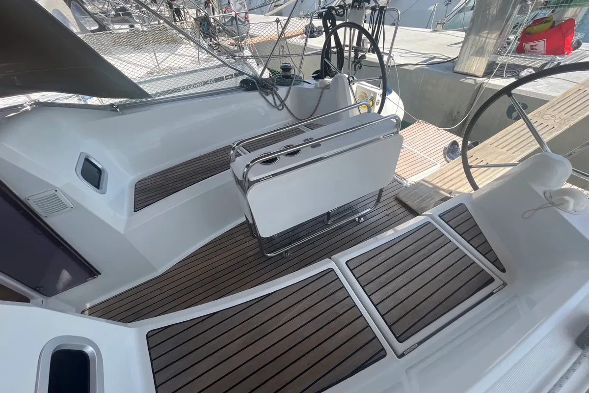 Deck of MINI, a Jeanneau Sun Odyssey 349 sailboat at Općina Sukošan, Croatia