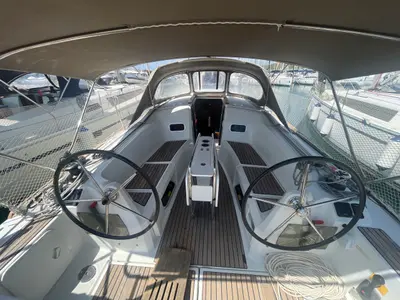 Cockpit of MINI, a Jeanneau Sun Odyssey 349 sailboat at Općina Sukošan, Croatia