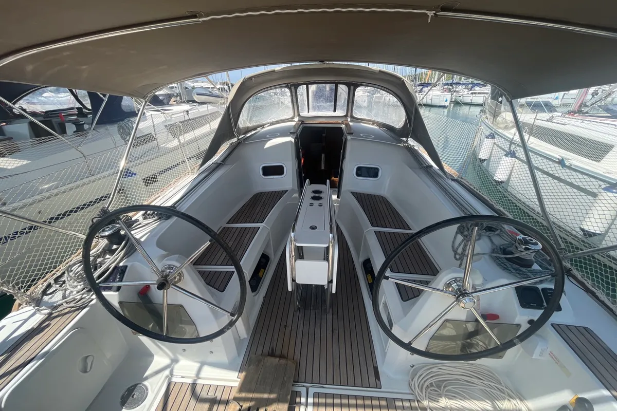 Cockpit of MINI, a Jeanneau Sun Odyssey 349 sailboat at Općina Sukošan, Croatia