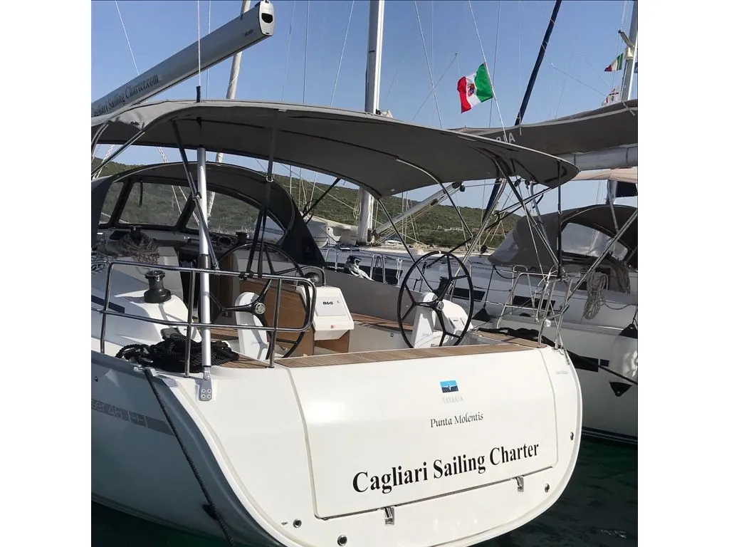 Exterior view of Punta Molentis, a Bavaria Cruiser 46 sailboat at Cagliari, Italy