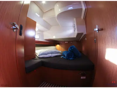 Cabin on Punta Molentis, a Bavaria Cruiser 46 sailboat at Cagliari, Italy
