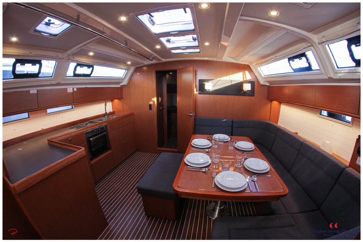 Salon of Punta Molentis, a Bavaria Cruiser 46 sailboat at Cagliari, Italy