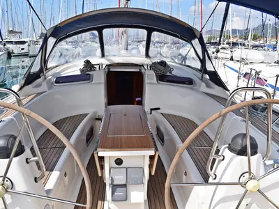Deck of Jagodna, a Bavaria 46 Cruiser sailboat at Grad Kaštela, Croatia