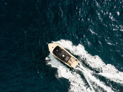 Black Pearl, a Colnago 35 motorboat at Grad Rovinj, Croatia